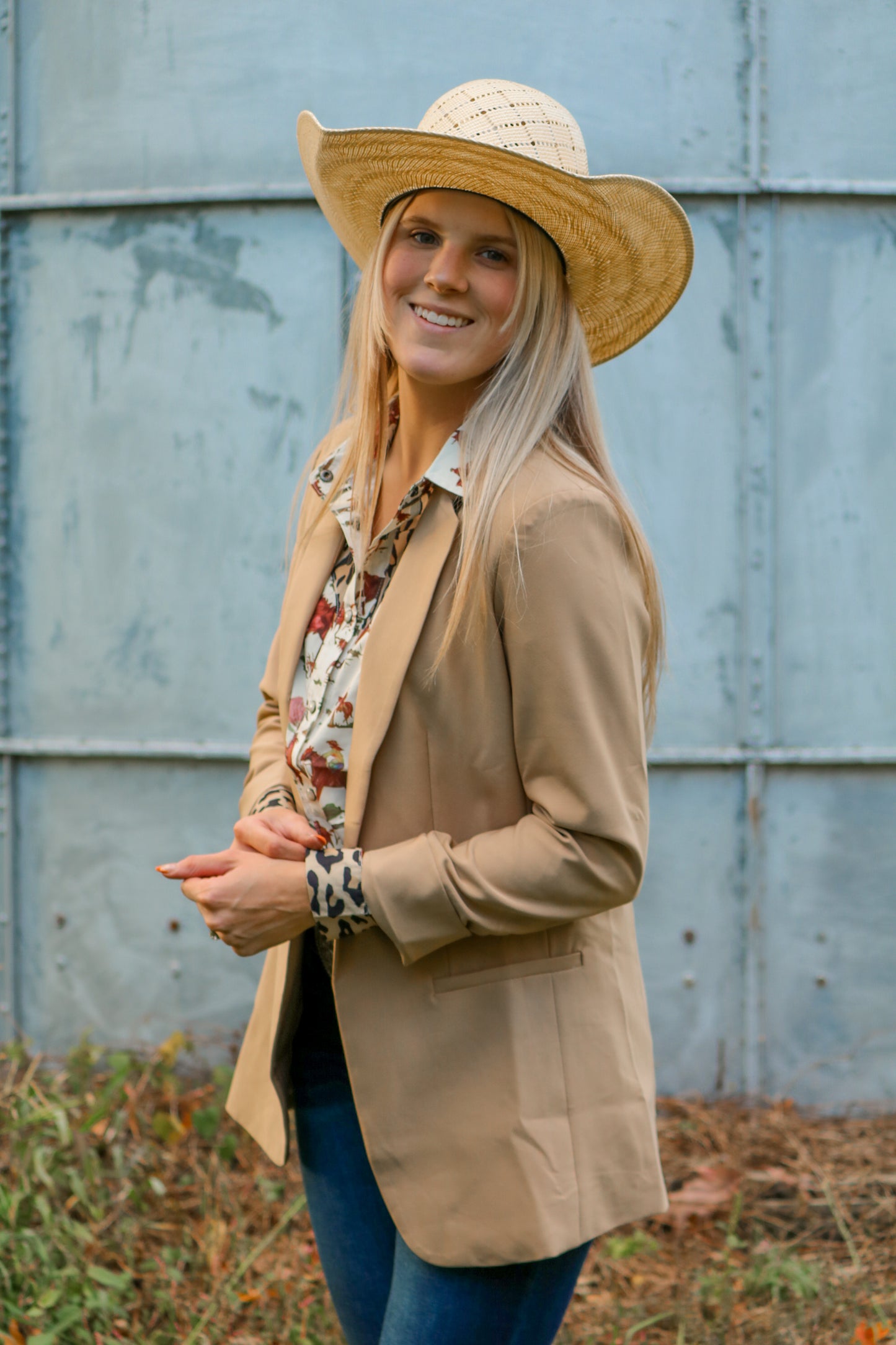 Tan Long Hem Blazer