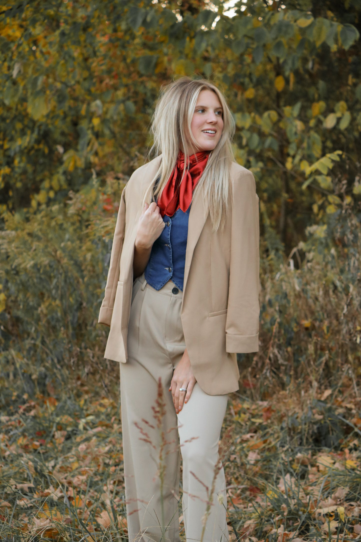 Tan Long Hem Blazer