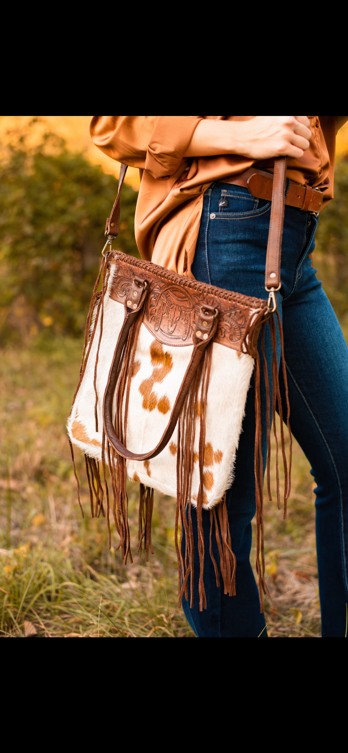 Cowhide Tooled Purse