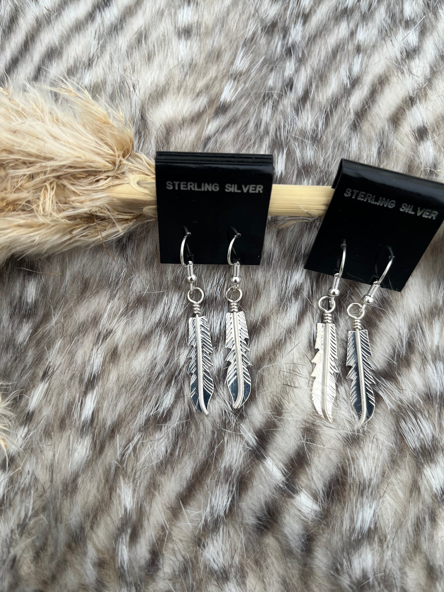 Sterling Silver Feather Earrings