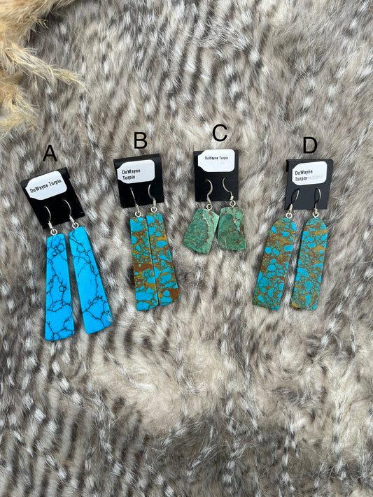 Resin Slab Turquoise Earrings