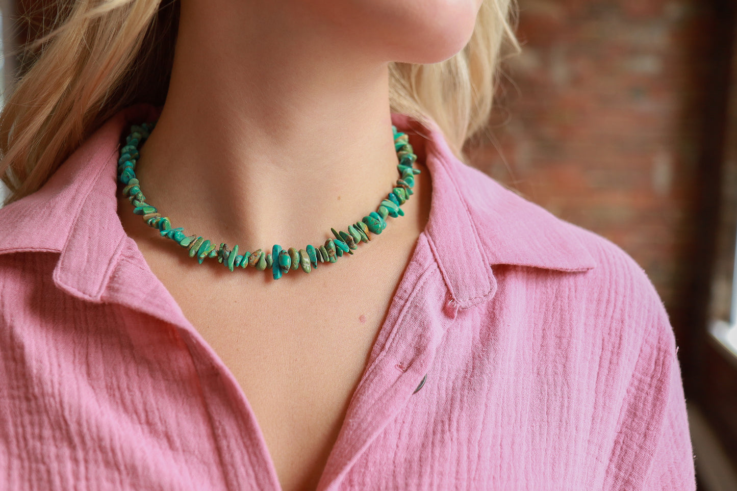 Large Turquoise Stone Beaded Necklace
