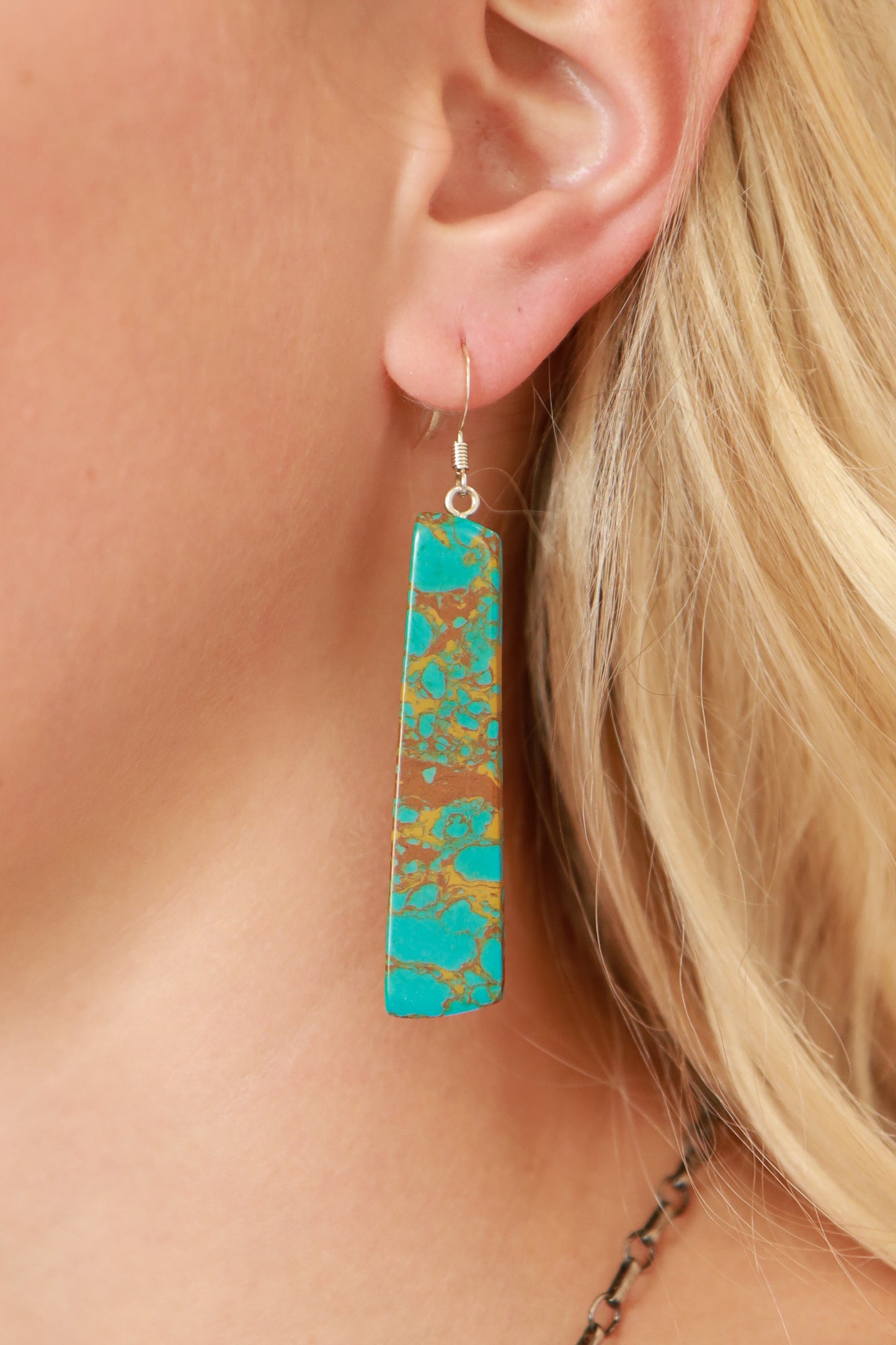 Resin Slab Turquoise Earrings