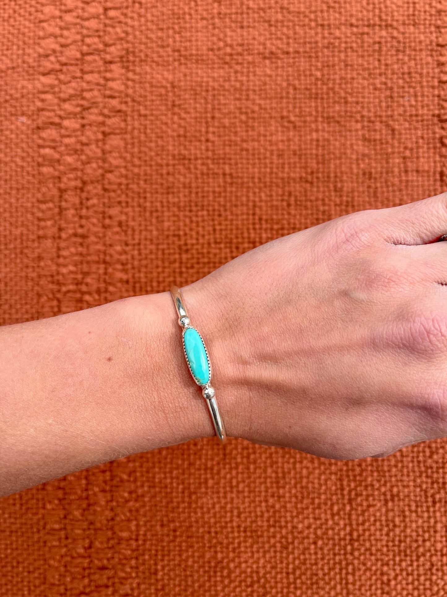 Small Center Stone Turquoise Cuff