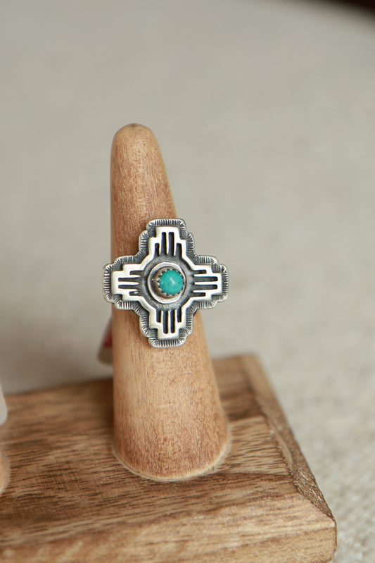 Zia Antiqued Silver Ring
