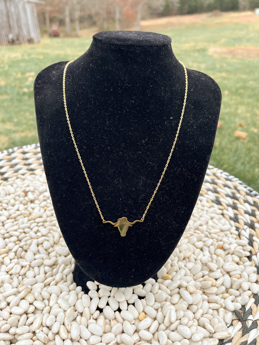 Gold Longhorn Necklace