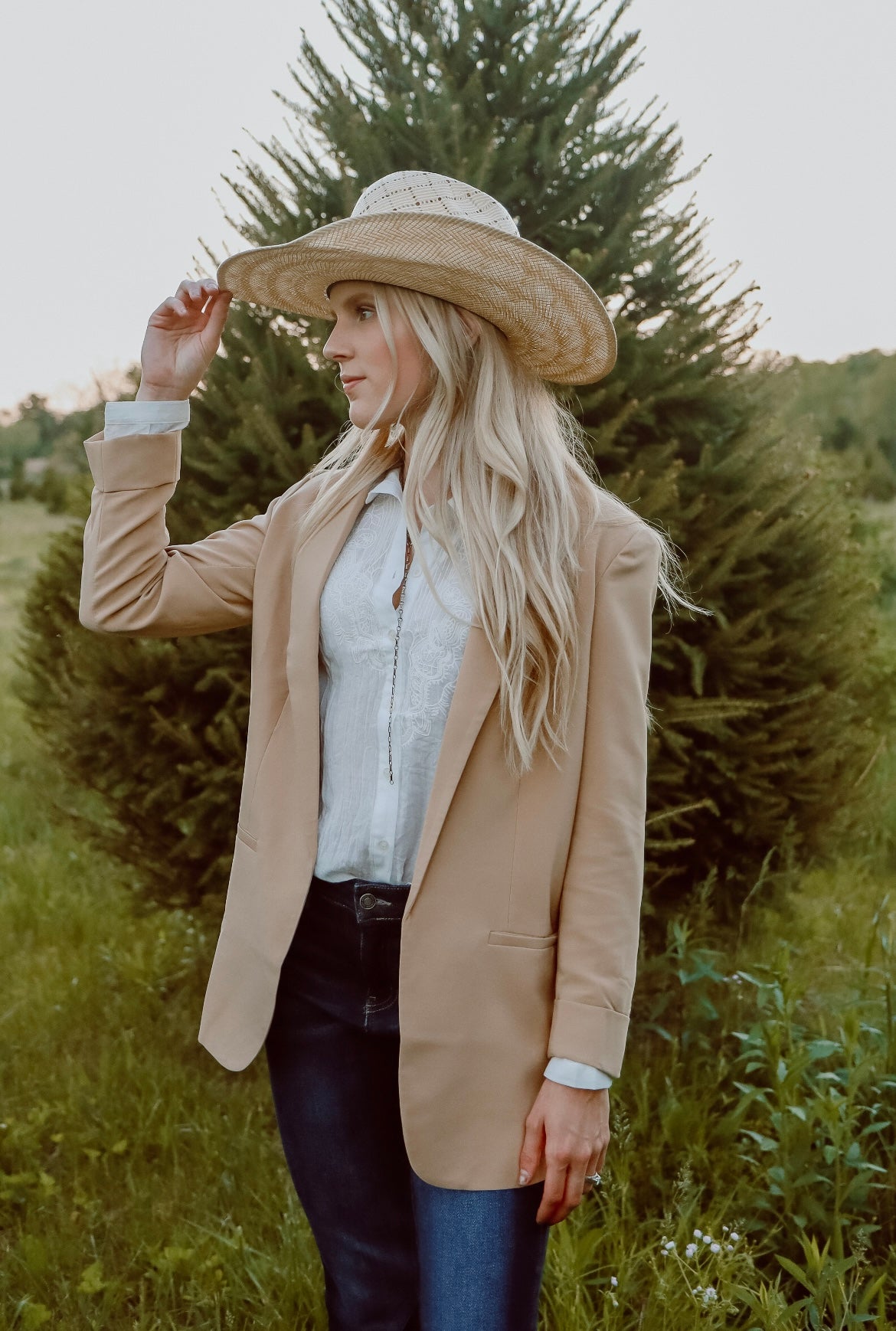 Tan Long Hem Blazer