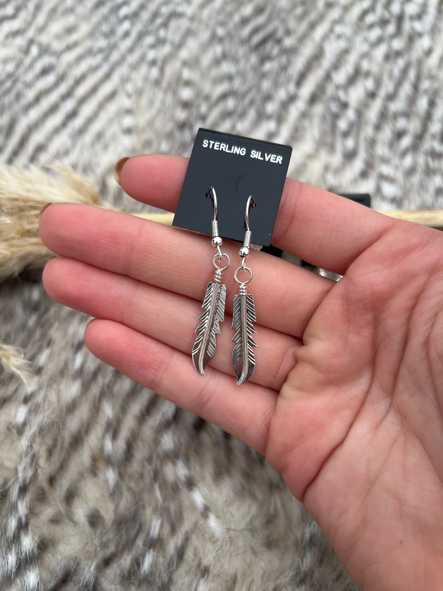 Sterling Silver Feather Earrings