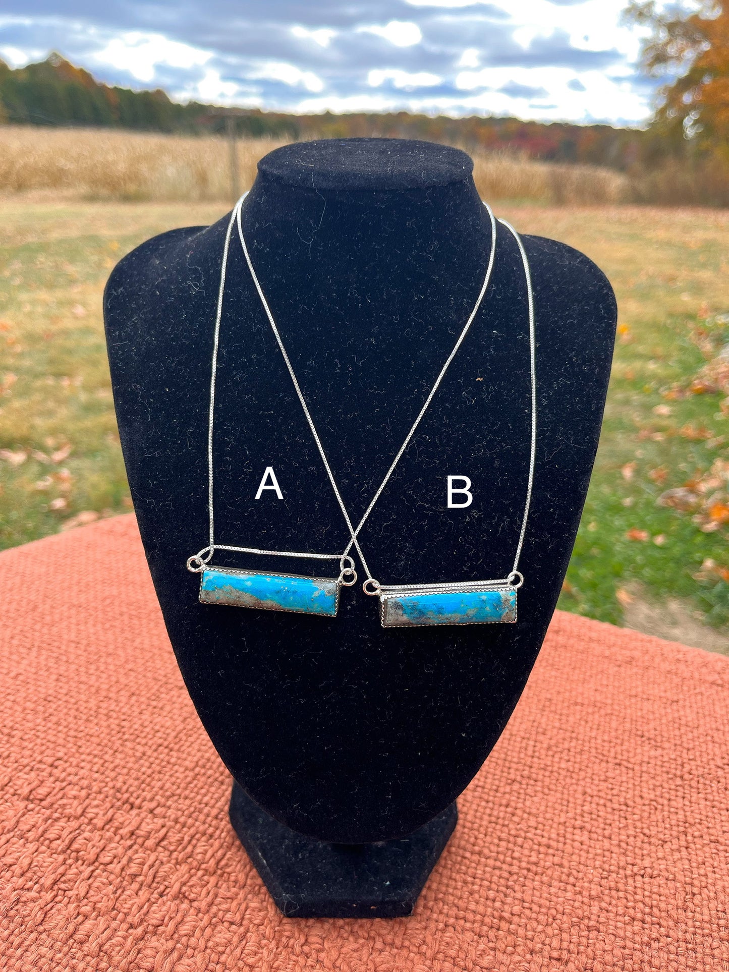 Gray/Blue Turquoise Bar Necklace